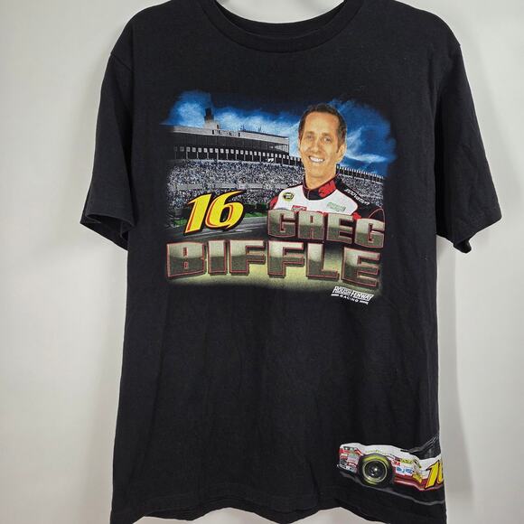 Chase Authentics Greg Biffle #16 NASCAR Racing Mens SZ L T-shirt Black - Picture 1 of 7